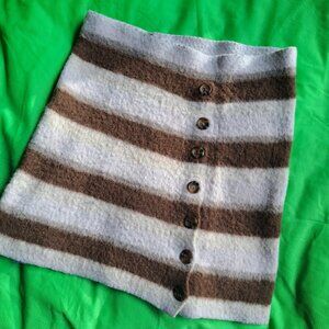 Free People "ciara sweater" mini skirt, size Small, brown and white stripes